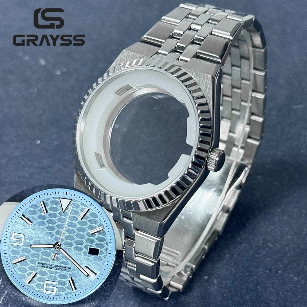 40mm Land-Dweller Watch Case & Dial Kit | Fits NH35 Miyota 8215 | 316L Stainless Steel Automatic Mechanical Case | Custom Iced Out Watch Base | Caratix - CaratixJewelry